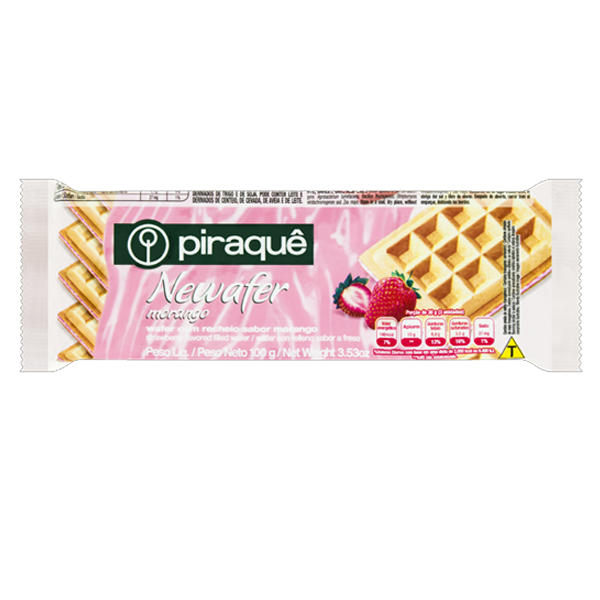 Biscoito Wafer Newafer Piraquê Morango 100g Biscoito Wafer Newafer Morango Piraquê 100g - Imagem 1