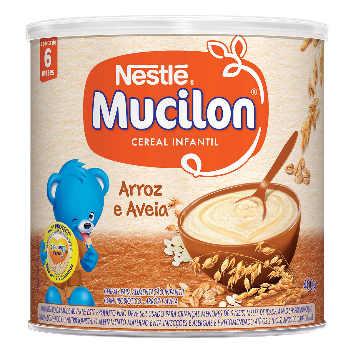 Cereal Infantil Mucilon Arroz e Aveia Lata 400g Cereal Mucilon Arroz e Aveia Lata 400g - Imagem 1