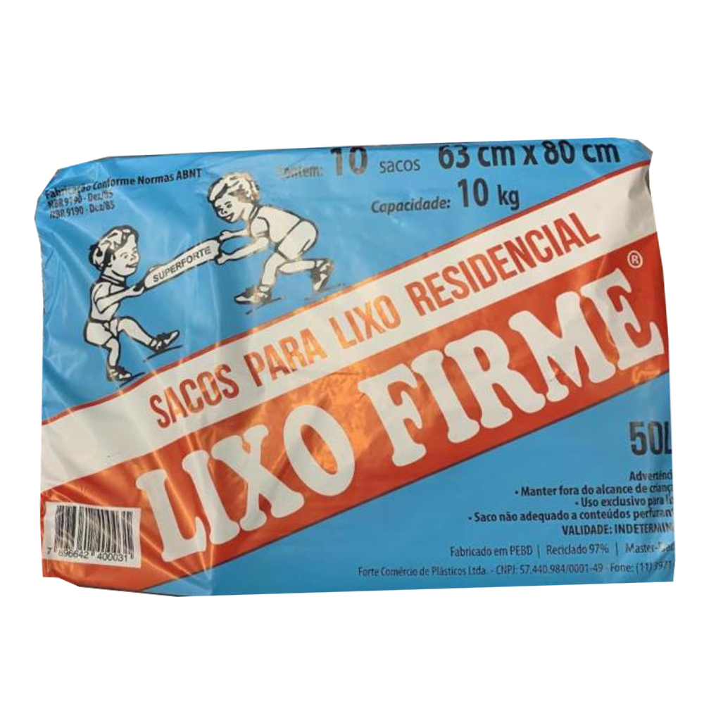 Saco Para Lixo Firme 50l Sacos Para Lixo Lixo Firme 50 litros c/10 - Imagem 1