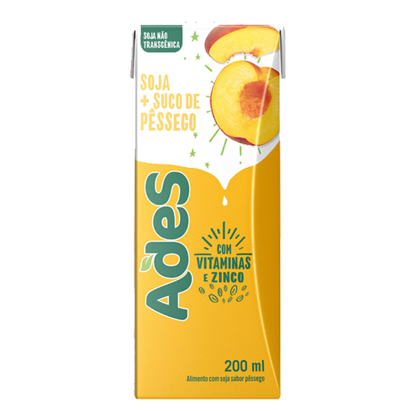 Suco Ades Soja Pessego 200ml Suco de Soja Ades Pêssego 200ml - Imagem 1