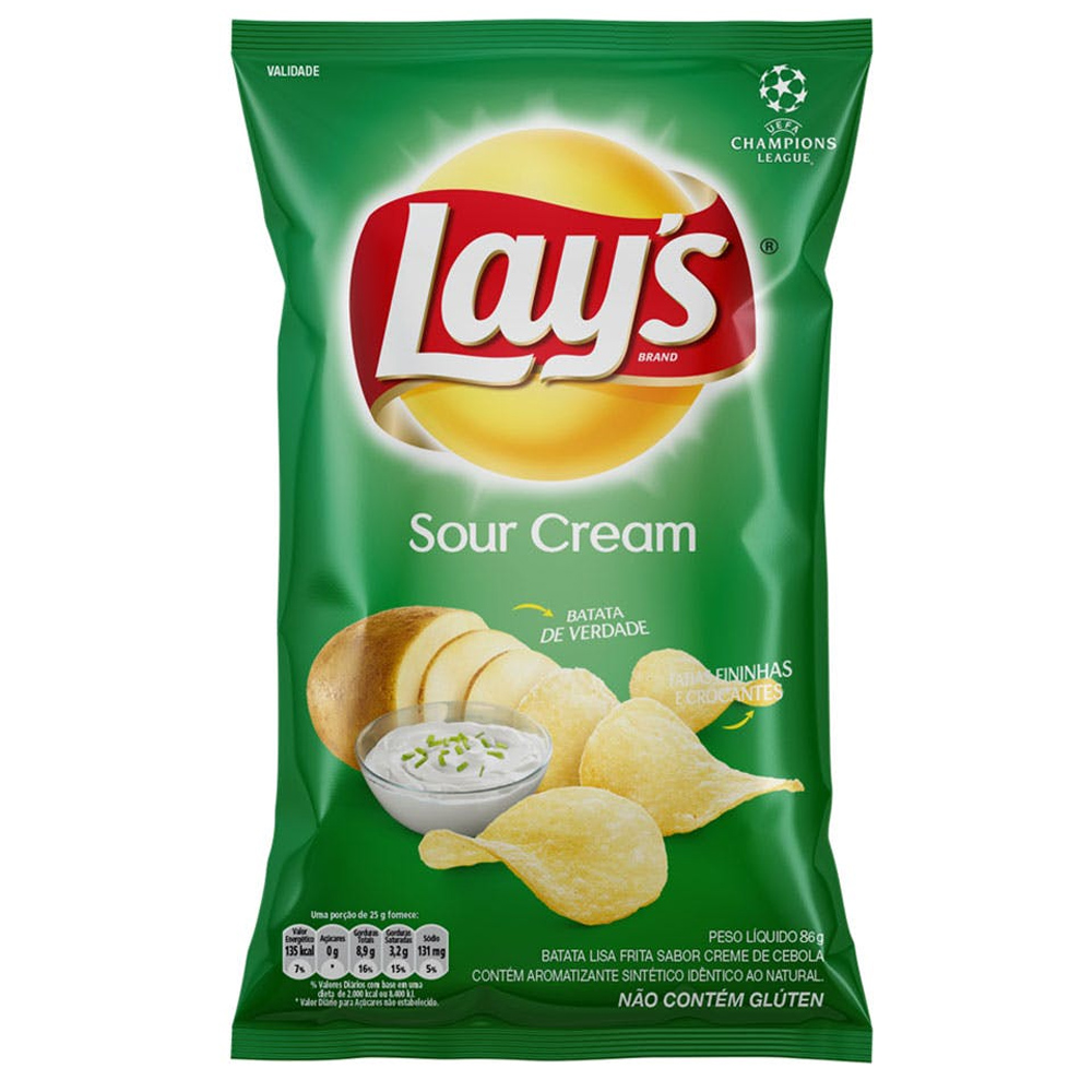 Lays Sour Cream Salgadinho de Batatas Lays Sour Cream 80g - Imagem 1