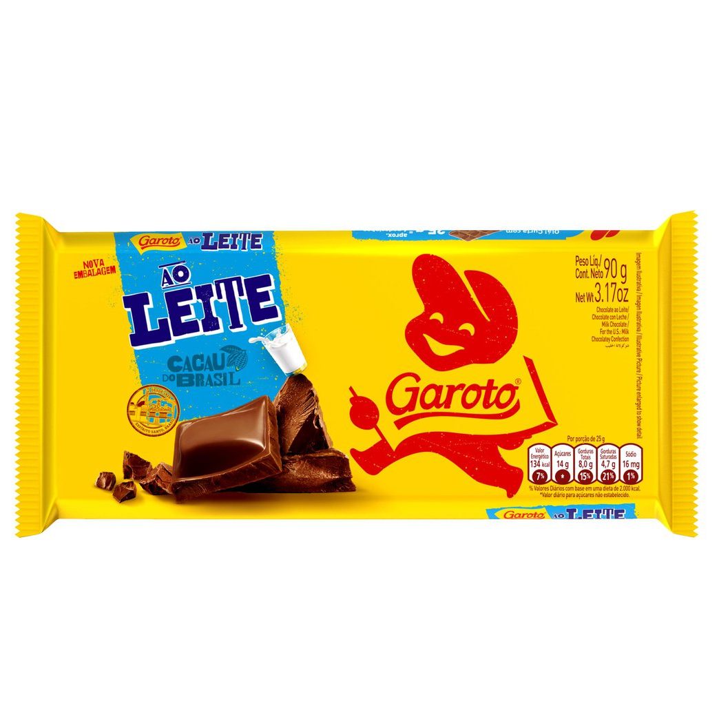 Chocolate ao Leite Garoto Barra de Chocolate Ao Leite Garoto 90g - Imagem 1