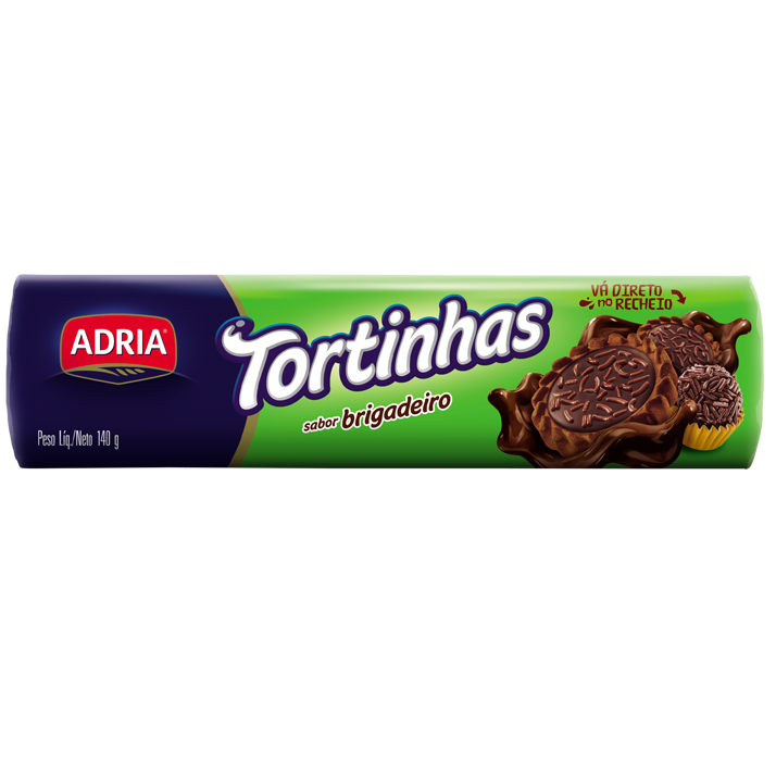 Adria Tortinhas 140g Biscoito com Recheio Sabor Bridadeiro Tortinhas Adria 140g - Imagem 1
