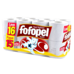 Papel Higiênico Folha Dupla 30m Leve 16 Pague 15 Rolos Fofopel