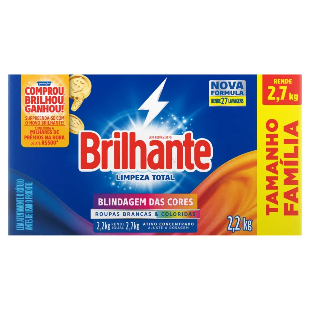 Brilhante 2,2Kg Lava Roupas em Pó Brilhante 2,2Kg - Imagem 1