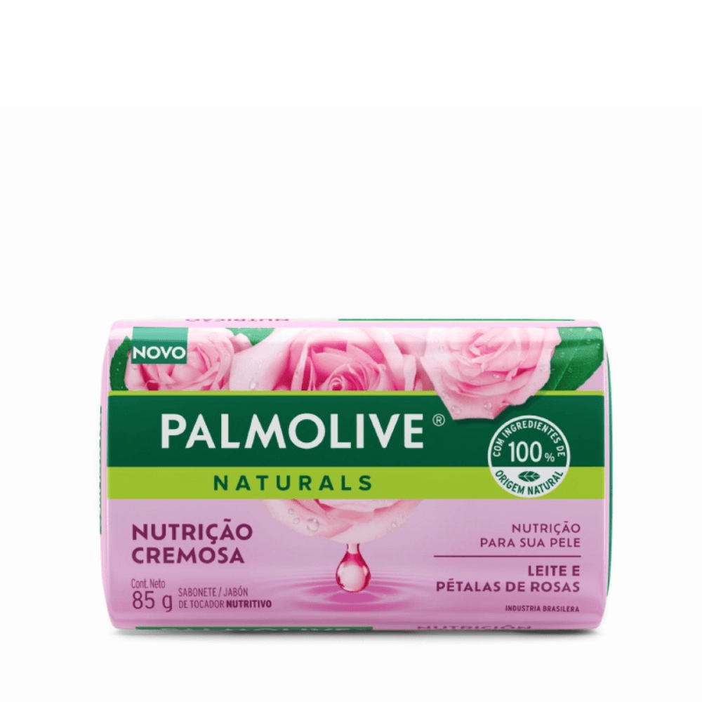 6100be6e-13ac-4fc1-923e-c7b7de71372c Sabonete Palmolive Nutrição Cremosa Leite e Pétalas de Rosas 85g - Imagem 1