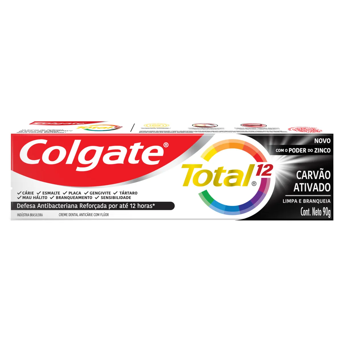 1 Creme Dental Colgate Total 12 Carvão Ativado 90g - Imagem 1