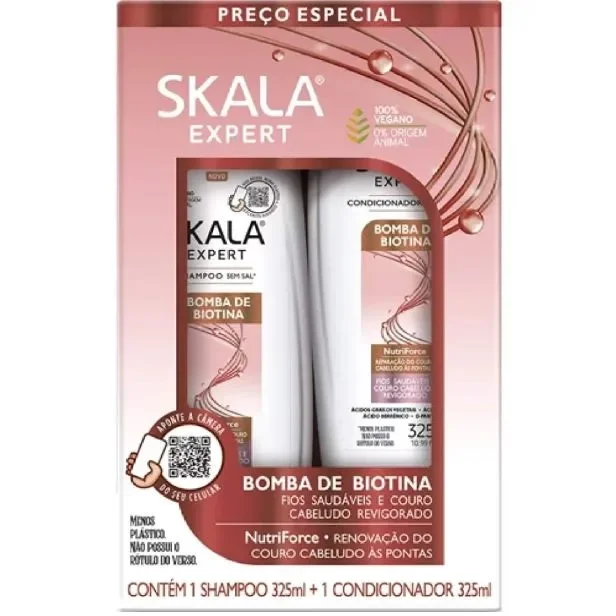 kit-skala-shcond-bomb-biot-2u_20337 Kit Skala Shampoo e Condicionador Bomba de Biotina 325ml - Imagem 1