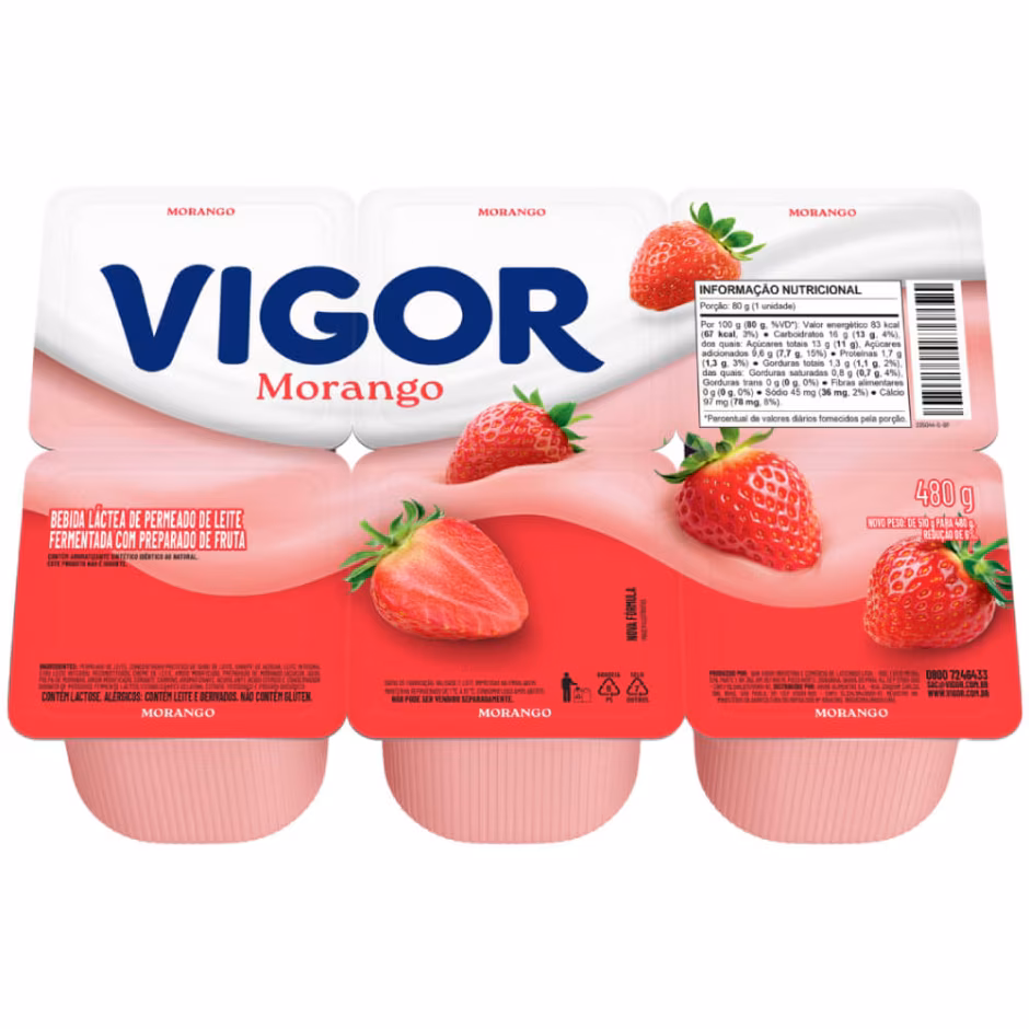 vigor Bebida Láctea Vigor Morango 480g - Imagem 1